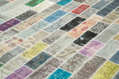 Handmade Area Rug - Kirk Yama Grey Patchwork Cotton Wool Carpet 8'4'' x 11'10''
