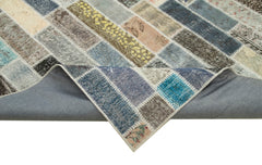 Handmade Area Rug - Kirk Yama Grey Patchwork Cotton Wool Carpet 8'4'' x 11'10''