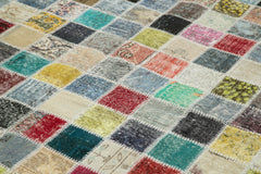 Handmade Area Rug - Grey Patchwork Cotton Wool 8'6''x11'6'' | Vintage Turkish Carpet