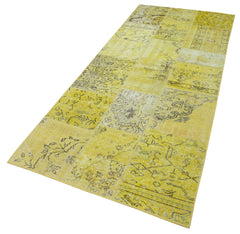 Kirk Yama Yellow Patchwork Cotton Wool Handmade Area Rug 3'6'' x 8'5''