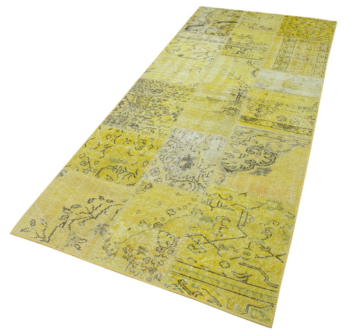 Kirk Yama Yellow Patchwork Cotton Wool Handmade Area Rug 3'6'' x 8'5''