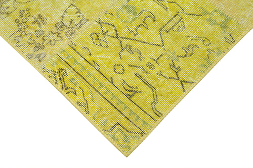 Kirk Yama Yellow Patchwork Cotton Wool Handmade Area Rug 3'6'' x 8'5''