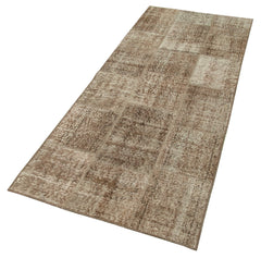 Handmade Area Rug – Brown Patchwork Cotton Wool Turkish Vintage Carpet 2'10''x7'3''