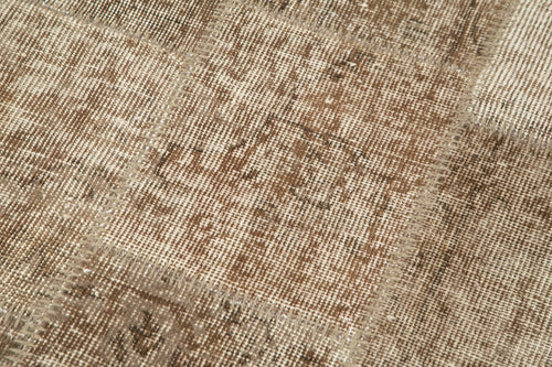 Handmade Area Rug – Brown Patchwork Cotton Wool Turkish Vintage Carpet 2'10''x7'3''