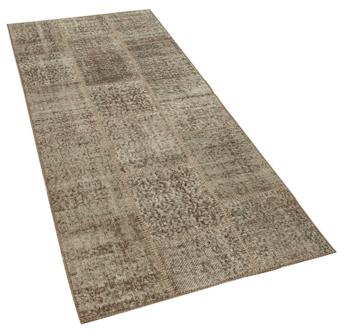 Kirk Yama Brown Patchwork Cotton Wool Handmade Area Rug 2'10'' x 6'9''