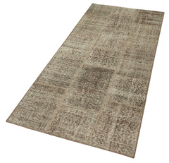 Kirk Yama Brown Patchwork Cotton Wool Handmade Area Rug 2'10'' x 6'9''