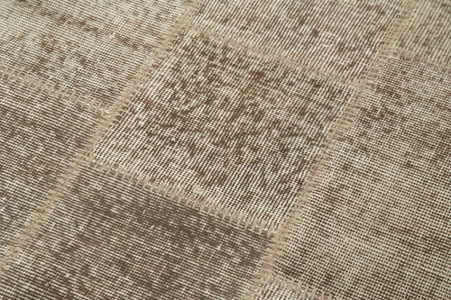 Kirk Yama Brown Patchwork Cotton Wool Handmade Area Rug 2'10'' x 6'9''