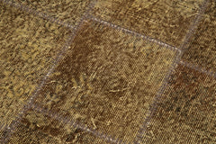 Kirk Yama Brown Patchwork Cotton Wool Handmade Area Rug 2'10'' x 7'7''