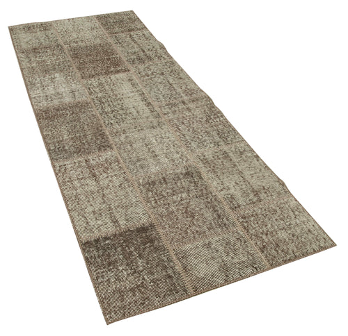 Kirk Yama Brown Patchwork Cotton Wool Handmade Area Rug 2'9'' x 7'7''