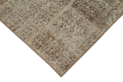 Kirk Yama Brown Patchwork Cotton Wool Handmade Area Rug 2'9'' x 7'7''