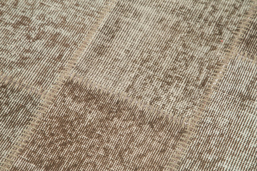 Kirk Yama Brown Patchwork Cotton Wool Handmade Area Rug 2'9'' x 7'7''