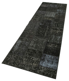 Kirk Yama Black Patchwork Cotton Wool Handmade Area Rug 2'9'' x 9'10''