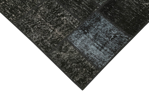 Kirk Yama Black Patchwork Cotton Wool Handmade Area Rug 2'9'' x 9'10''
