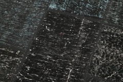 Kirk Yama Black Patchwork Cotton Wool Handmade Area Rug 2'9'' x 9'10''