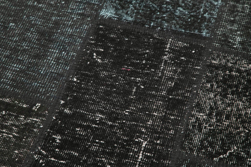 Kirk Yama Black Patchwork Cotton Wool Handmade Area Rug 2'9'' x 9'10''