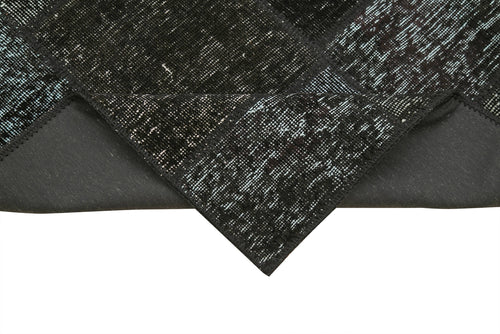 Kirk Yama Black Patchwork Cotton Wool Handmade Area Rug 2'9'' x 9'10''