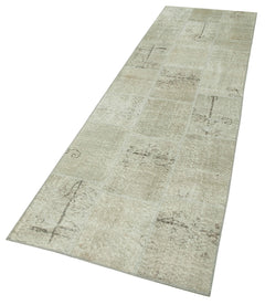 Kirk Yama Beige Patchwork Cotton Wool Handmade Area Rug 2'10'' x 9'11''