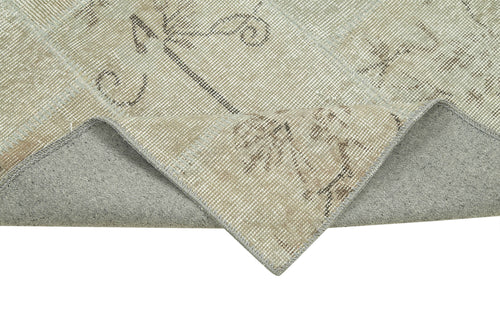 Kirk Yama Beige Patchwork Cotton Wool Handmade Area Rug 2'10'' x 9'11''