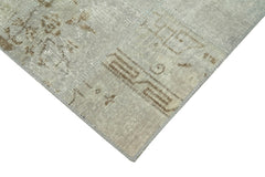 Handmade Area Rug - Kirk Yama Grey Patchwork Wool Cotton Carpet 2'9''x10'