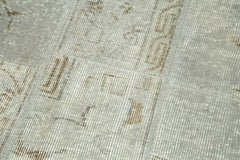 Handmade Area Rug - Kirk Yama Grey Patchwork Wool Cotton Carpet 2'9''x10'