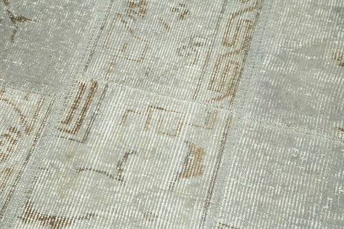 Handmade Area Rug - Kirk Yama Grey Patchwork Wool Cotton Carpet 2'9''x10'