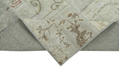 Handmade Area Rug - Kirk Yama Grey Patchwork Wool Cotton Carpet 2'9''x10'