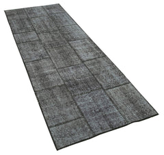 Handmade Area Rug - Kirk Yama Black Patchwork Cotton Wool Carpet 2'9''x8'0''