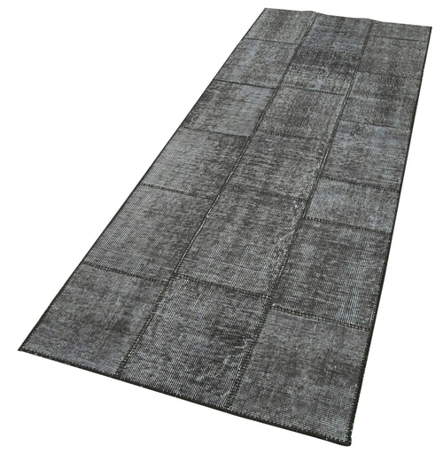 Handmade Area Rug - Kirk Yama Black Patchwork Cotton Wool Carpet 2'9''x8'0''