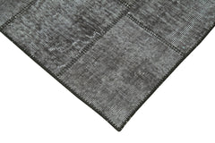 Handmade Area Rug - Kirk Yama Black Patchwork Cotton Wool Carpet 2'9''x8'0''