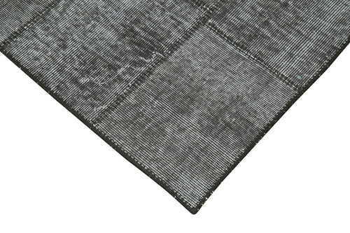 Handmade Area Rug - Kirk Yama Black Patchwork Cotton Wool Carpet 2'9''x8'0''