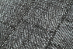 Handmade Area Rug - Kirk Yama Black Patchwork Cotton Wool Carpet 2'9''x8'0''