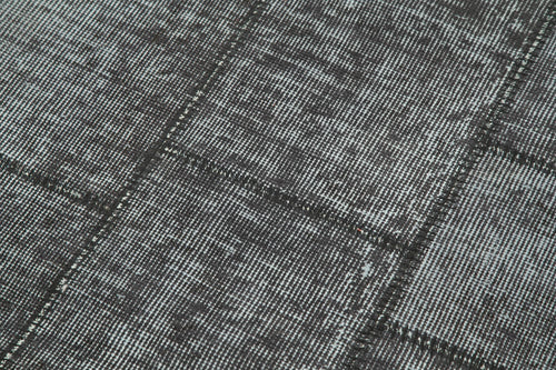 Handmade Area Rug - Kirk Yama Black Patchwork Cotton Wool Carpet 2'9''x8'0''