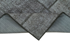 Handmade Area Rug - Kirk Yama Black Patchwork Cotton Wool Carpet 2'9''x8'0''