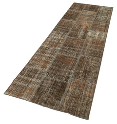Kirk Yama Brown Patchwork Cotton Wool Handmade Area Rug 2'9'' x 9'3''
