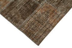 Kirk Yama Brown Patchwork Cotton Wool Handmade Area Rug 2'9'' x 9'3''