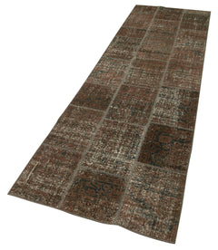 Kirk Yama Brown Patchwork Cotton Wool Handmade Area Rug 2'10'' x 10'0''