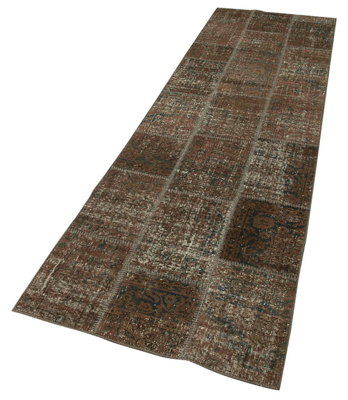 Kirk Yama Brown Patchwork Cotton Wool Handmade Area Rug 2'10'' x 10'0''