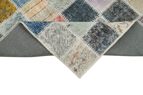 Kirk Yama Grey Patchwork Cotton Wool Handmade Area Rug 2'10'' x 10'7''