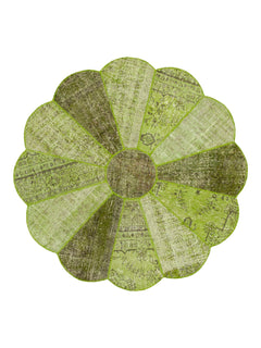 Handmade Area Rug – Kirk Yama Green Patchwork Cotton Wool Rug 6'7'' x 6'7''