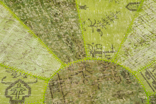 Handmade Area Rug – Kirk Yama Green Patchwork Cotton Wool Rug 6'7'' x 6'7''