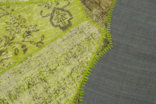 Handmade Area Rug – Kirk Yama Green Patchwork Cotton Wool Rug 6'7'' x 6'7''