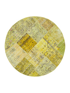 Kirk Yama Yellow Patchwork Cotton Wool Handmade Area Rug 6'5'' x 6'5''