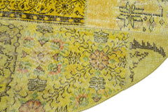 Kirk Yama Yellow Patchwork Cotton Wool Handmade Area Rug 6'5'' x 6'5''