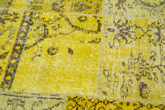 Kirk Yama Yellow Patchwork Cotton Wool Handmade Area Rug 6'5'' x 6'5''