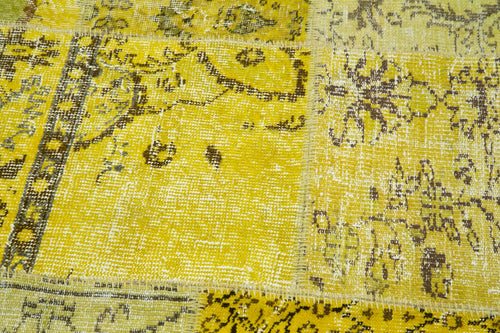 Kirk Yama Yellow Patchwork Cotton Wool Handmade Area Rug 6'5'' x 6'5''