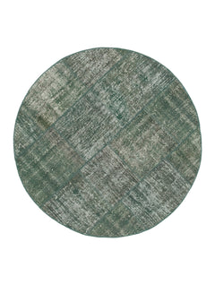 Kirk Yama Green Patchwork Cotton Wool Handmade Area Rug 5'2'' x 5'2''
