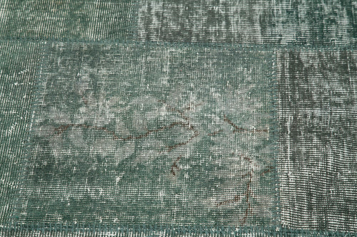 Kirk Yama Green Patchwork Cotton Wool Handmade Area Rug 5'2'' x 5'2''