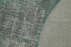 Kirk Yama Green Patchwork Cotton Wool Handmade Area Rug 5'2'' x 5'2''