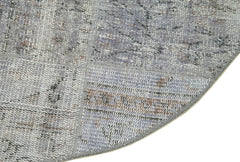 Kirk Yama Round Grey Patchwork Cotton Wool Handmade Area Rug 3'9'' x 3'9''