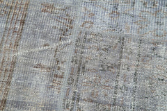 Kirk Yama Round Grey Patchwork Cotton Wool Handmade Area Rug 3'9'' x 3'9''